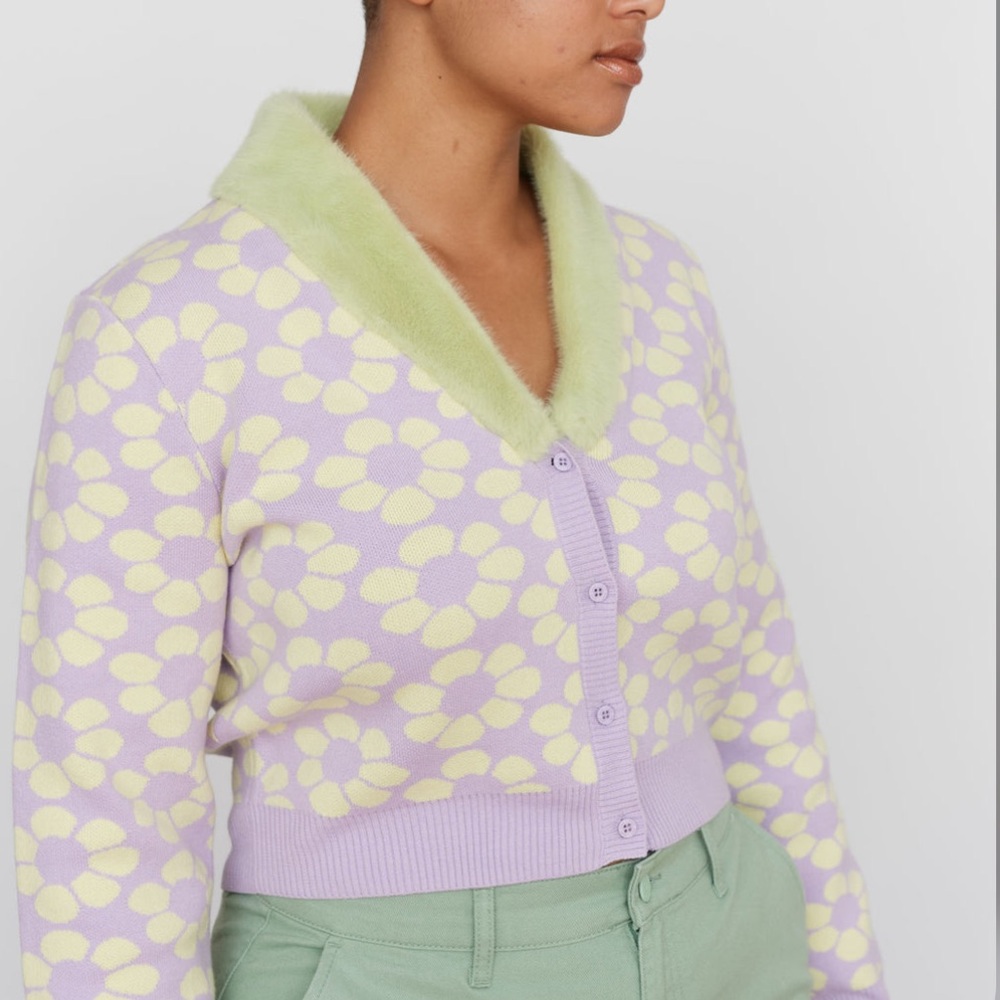 Lazy Oaf Sweaters Lazy Oaf Flower Repeat Furry Ca… - image 2